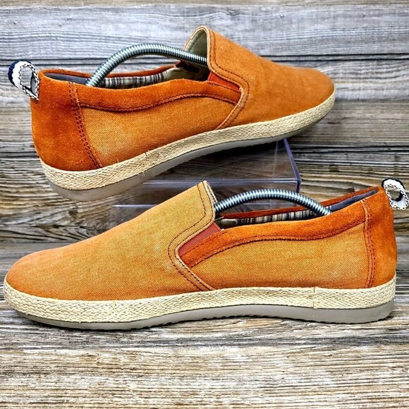 Geox Respira Burnt Orange Suede/Canvas Slip-Ons W/ Rope Midsoles Men\'s Size 9 main image 5